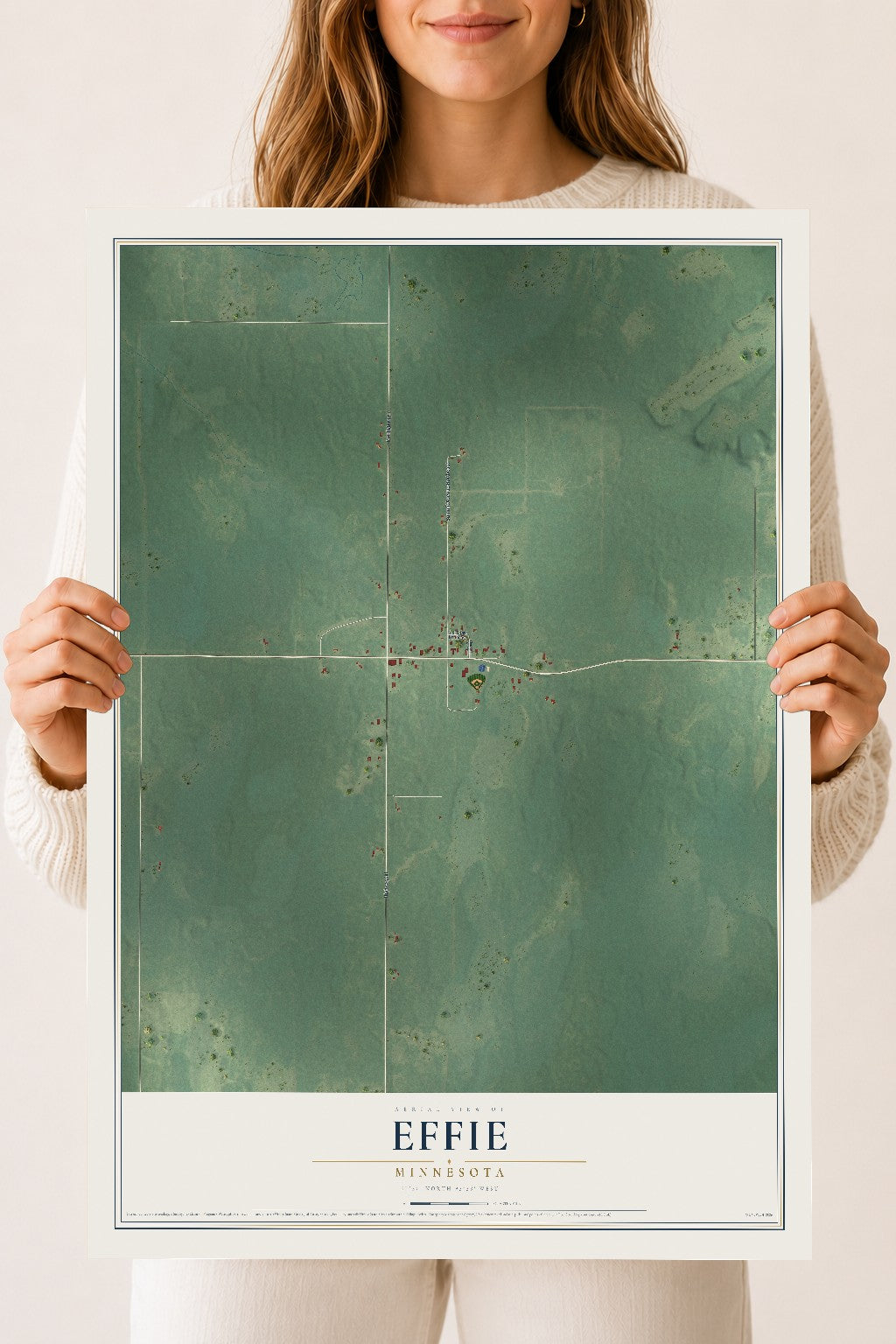 Map of Effie, Minnesota, 18 x 24 inch unframed archival matte print