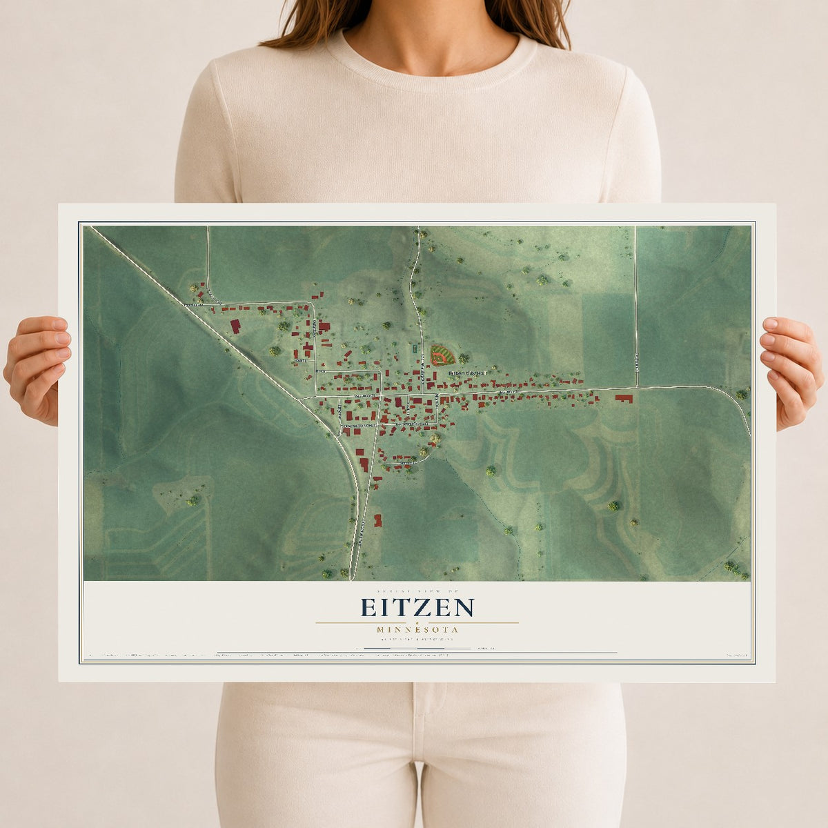 Map of Eitzen, Minnesota, 12 x 18 inch unframed archival matte print