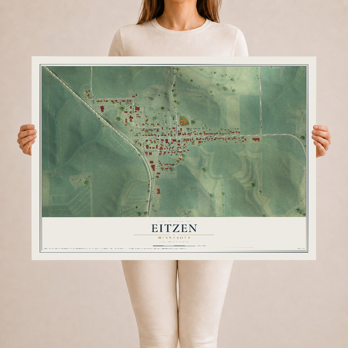 Map of Eitzen, Minnesota, 24 x 36 inch unframed archival matte print