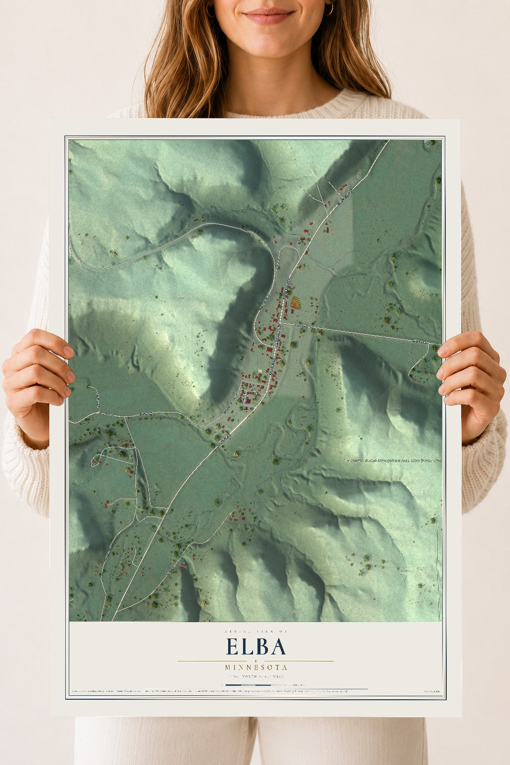 Map of Elba, Minnesota, 18 x 24 inch unframed archival matte print