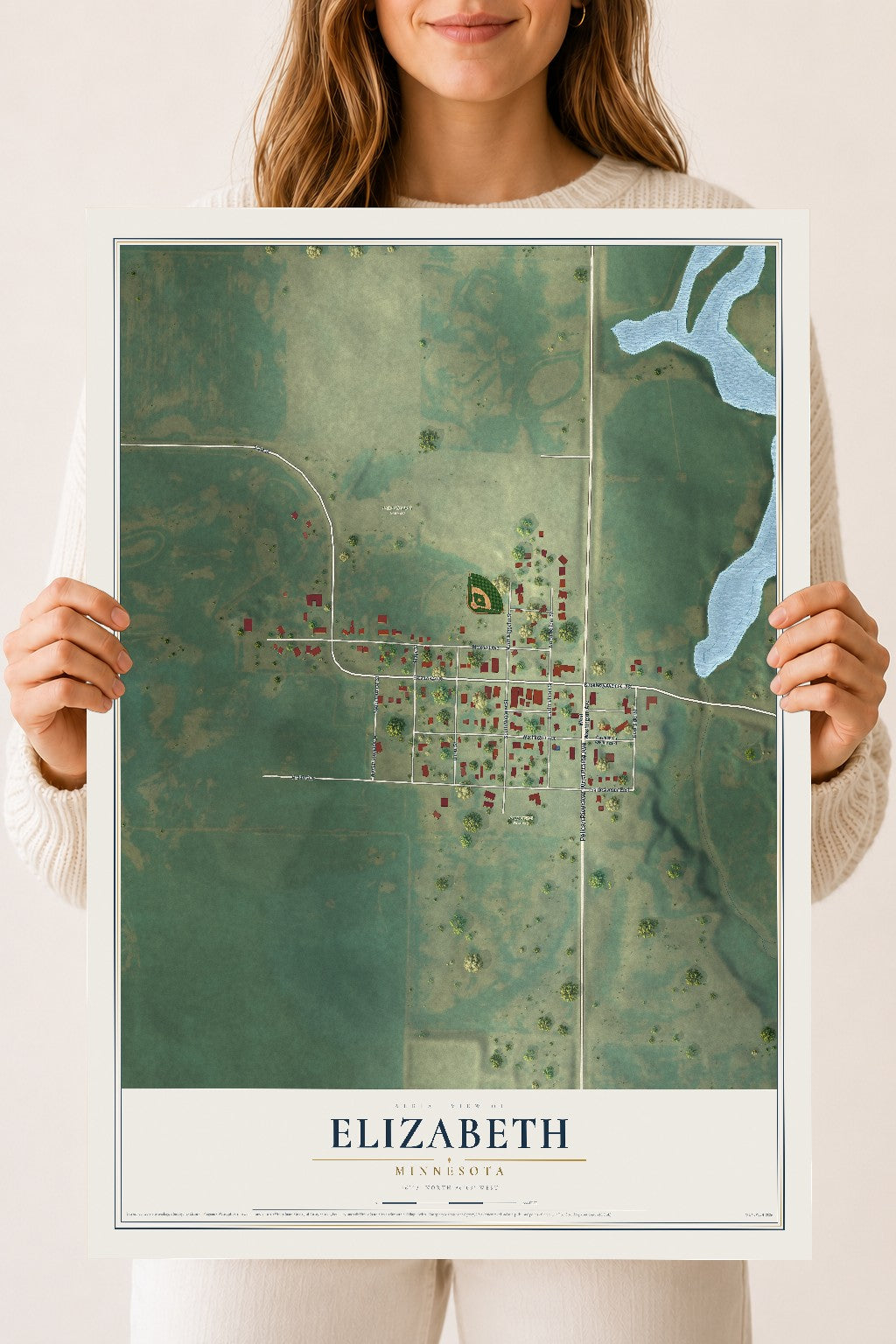 Map of Elizabeth, Minnesota, 18 x 24 inch unframed archival matte print