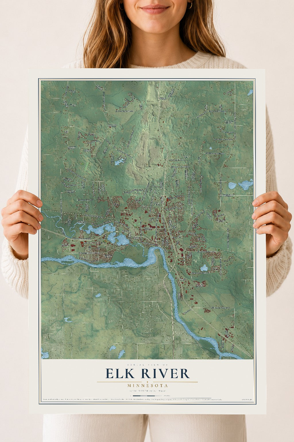 Map of Elk River, Minnesota, 18 x 24 inch unframed archival matte print