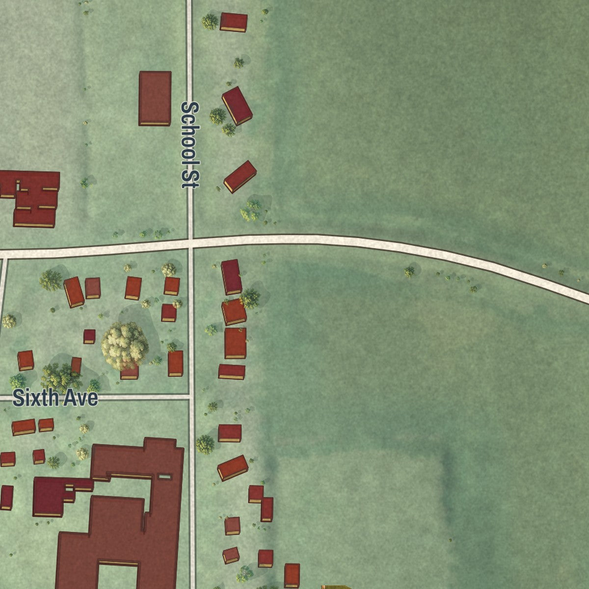 Second close-up of the map of Ellendale, Minnesota print showing more streets and buildings