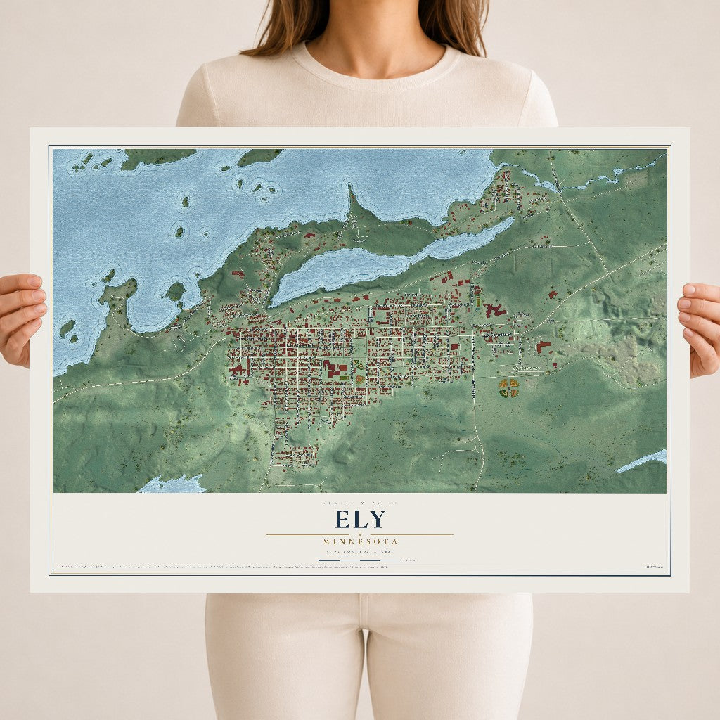 Map of Ely, Minnesota, 18 x 24 inch unframed archival matte print