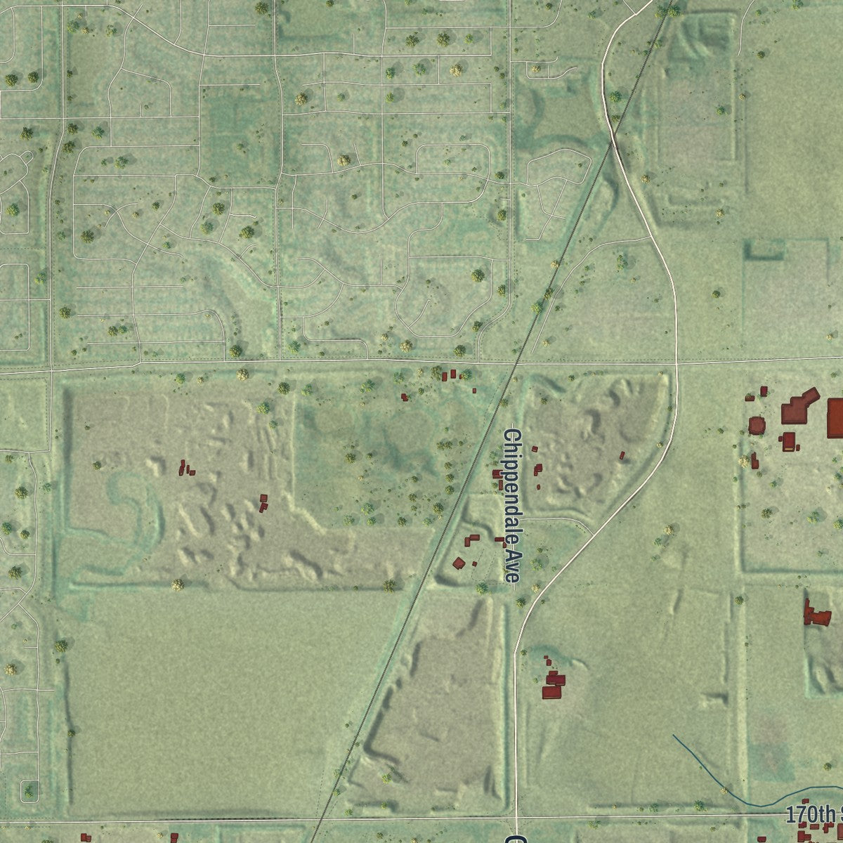 Second close-up of the map of Empire, Minnesota print showing more streets and buildings