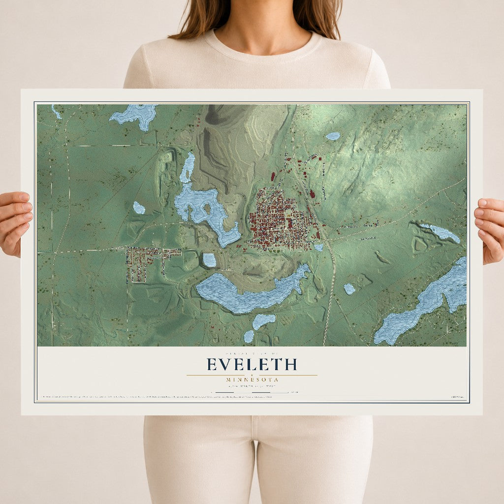 Map of Eveleth, Minnesota, 18 x 24 inch unframed archival matte print