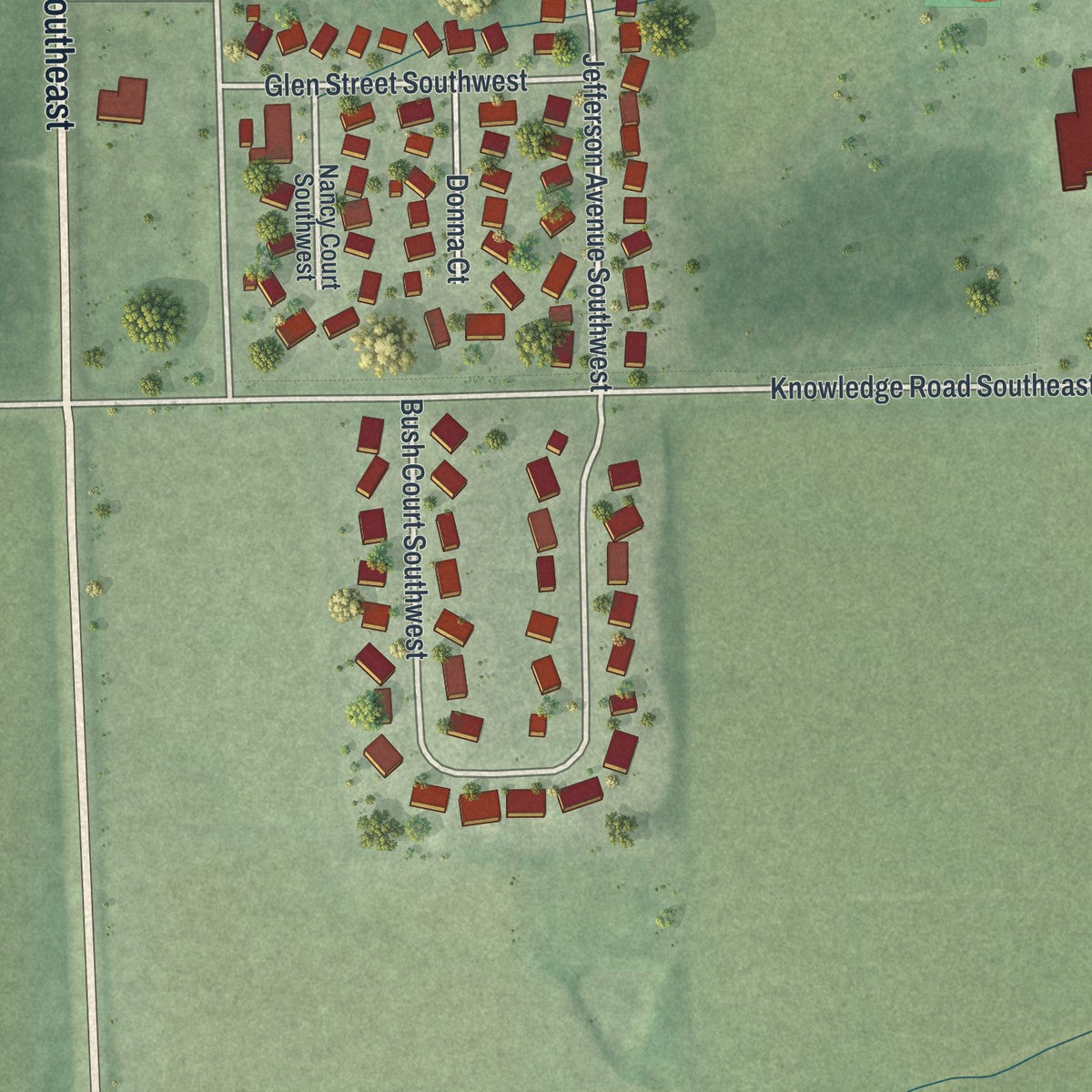 Second close-up of the map of Eyota, Minnesota print showing more streets and buildings