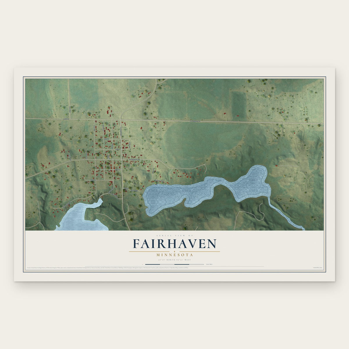 Fairhaven, Minnesota map print, the full design