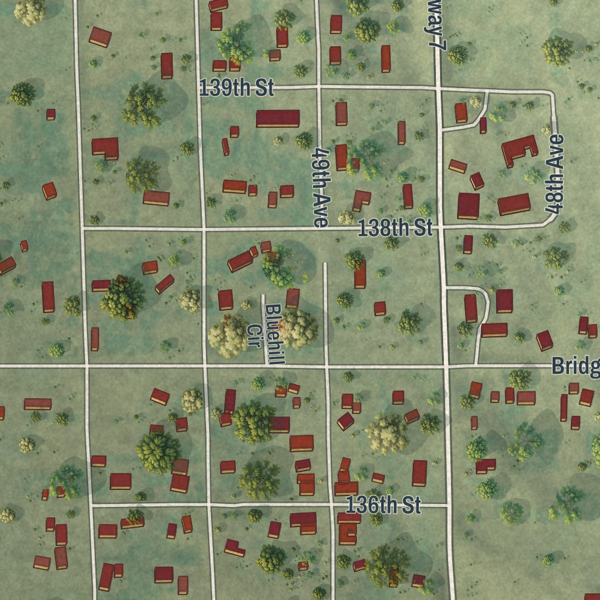 Close-up of the map of Fairhaven, Minnesota print showing street and building detail