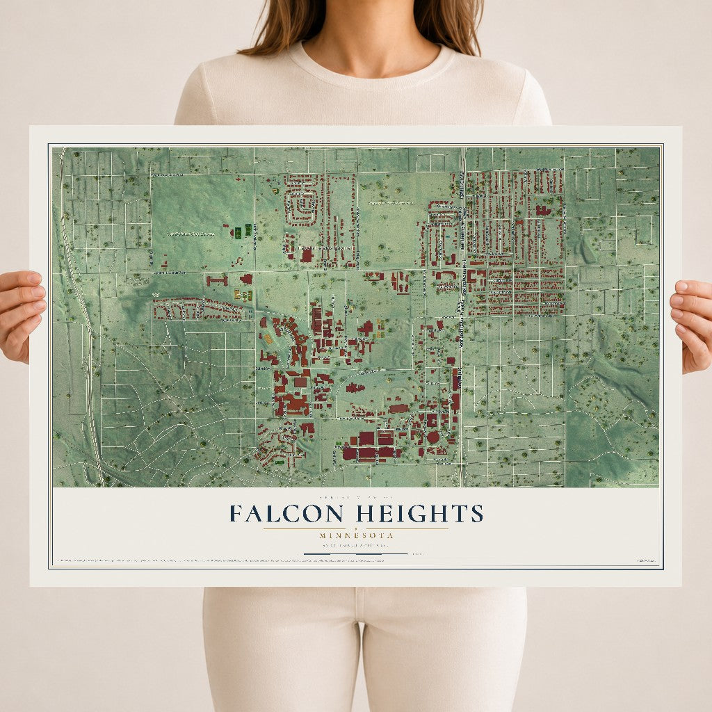 Map of Falcon Heights, Minnesota, 18 x 24 inch unframed archival matte print