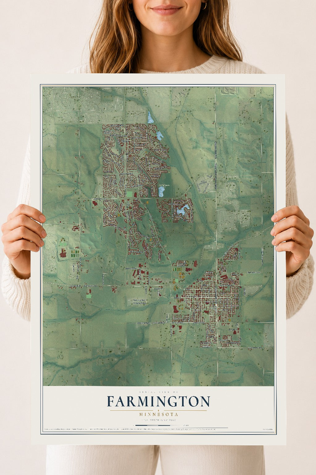 Map of Farmington, Minnesota, 18 x 24 inch unframed archival matte print