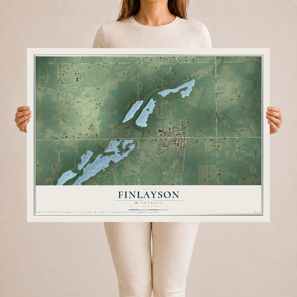 Map of Finlayson, Minnesota, 24 x 36 inch unframed archival matte print