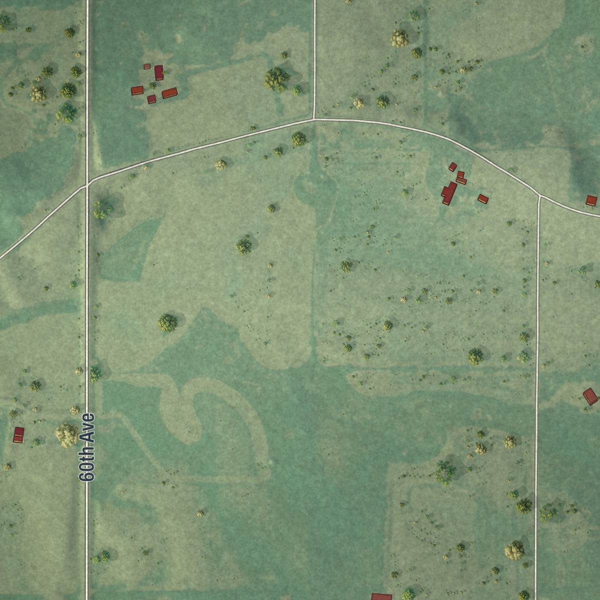Second close-up of the map of Flensburg, Minnesota print showing more streets and buildings