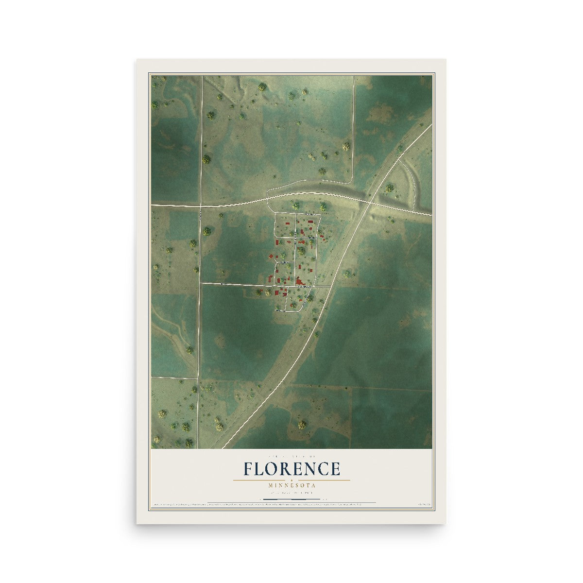 Map of Florence, Minnesota, 12 x 18 inch unframed archival matte print