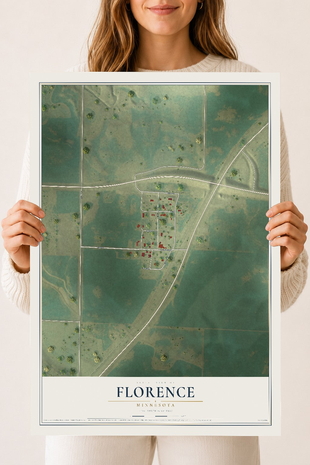 Map of Florence, Minnesota, 18 x 24 inch unframed archival matte print