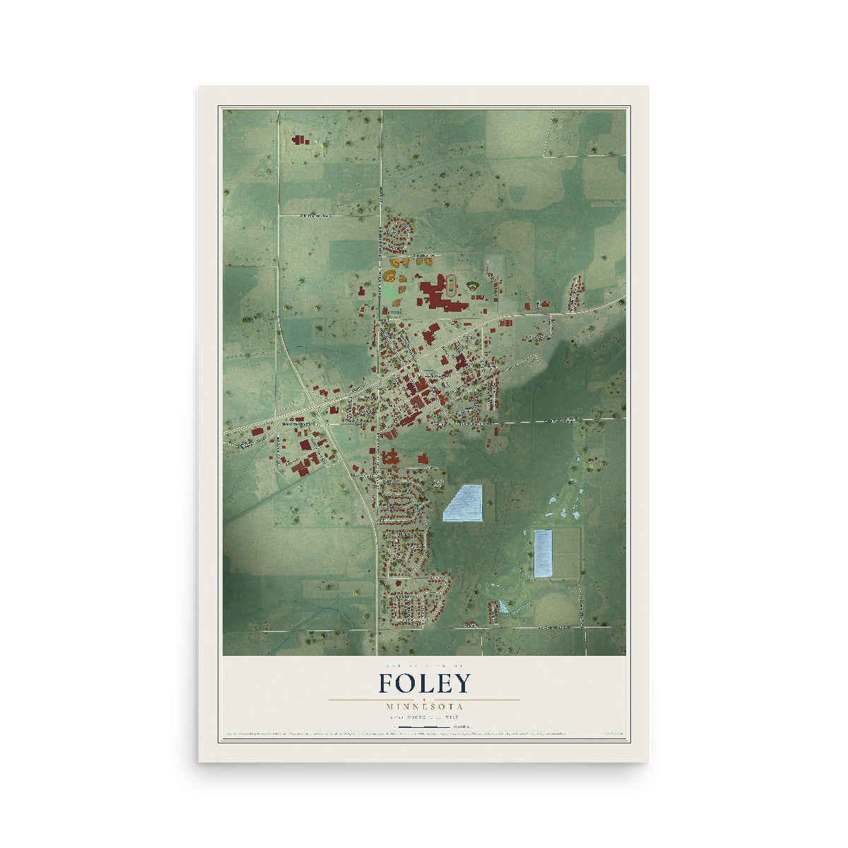 Map of Foley, Minnesota, 12 x 18 inch unframed archival matte print