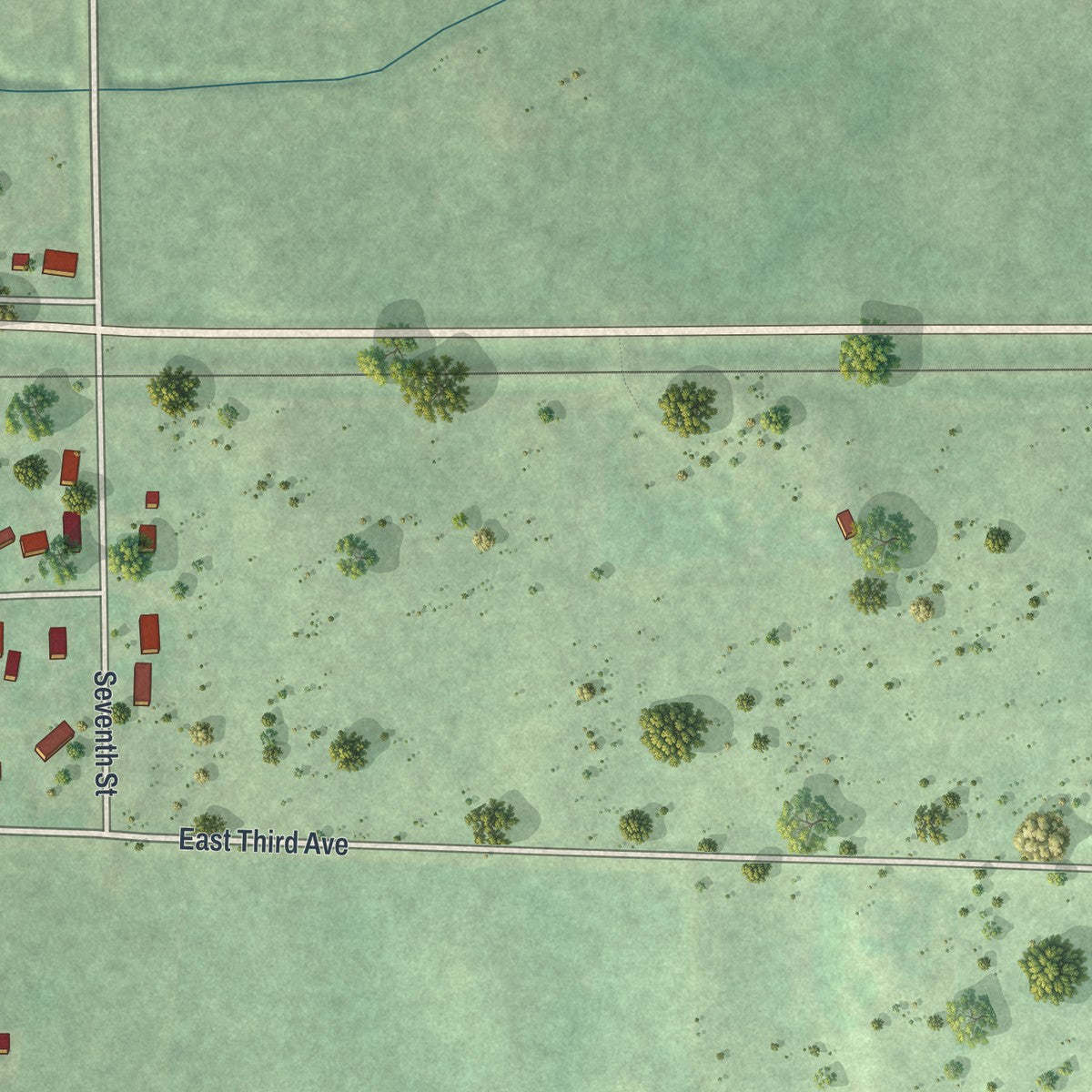 Second close-up of the map of Franklin, Minnesota print showing more streets and buildings