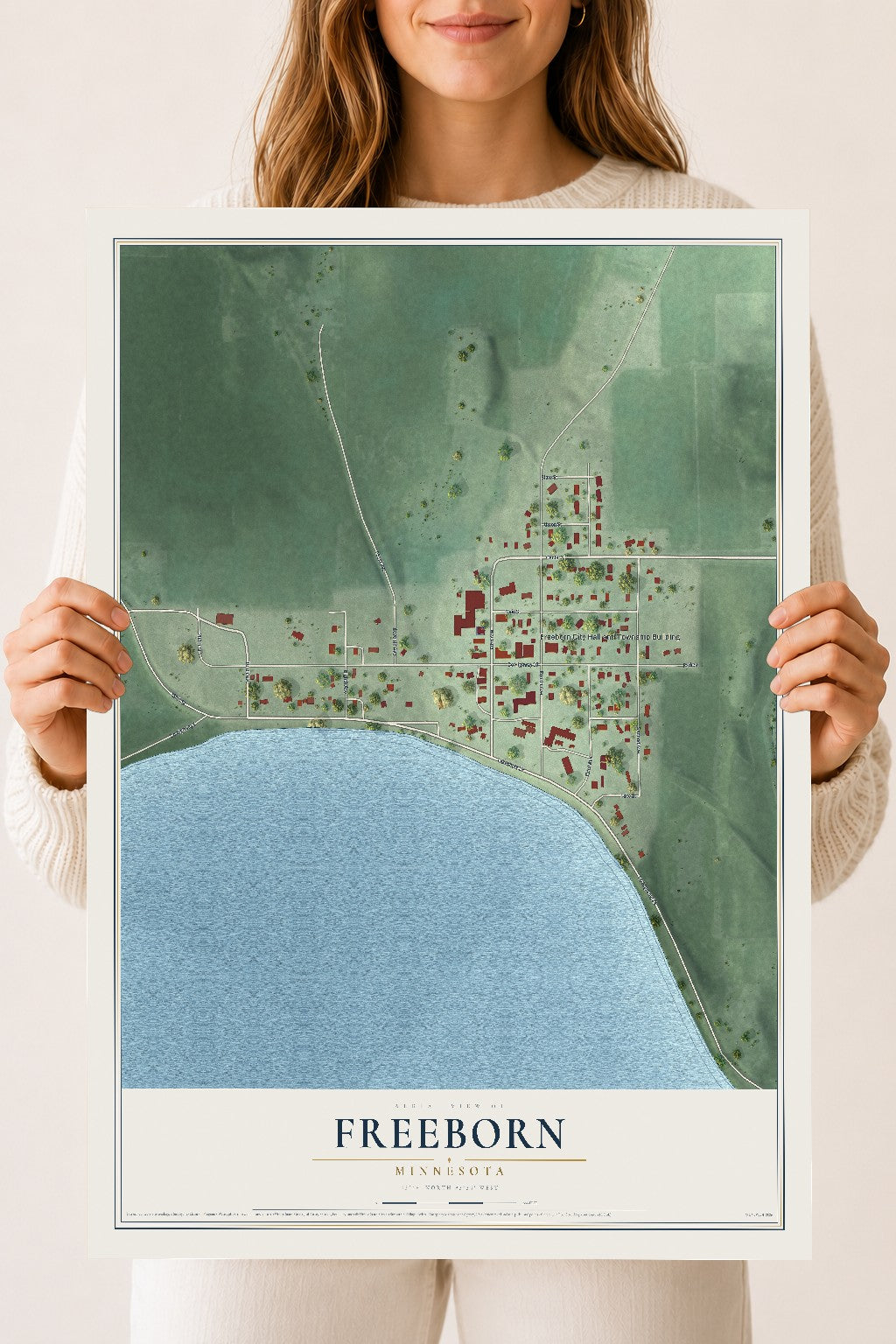 Map of Freeborn, Minnesota, 18 x 24 inch unframed archival matte print