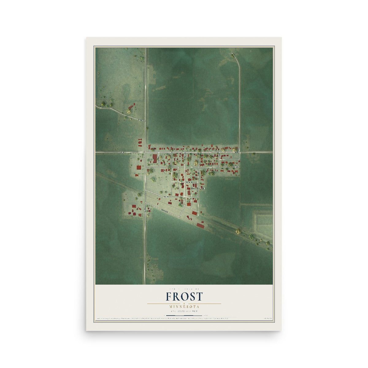 Map of Frost, Minnesota, 12 x 18 inch unframed archival matte print