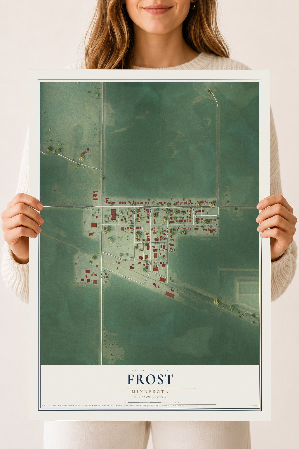 Map of Frost, Minnesota, 18 x 24 inch unframed archival matte print