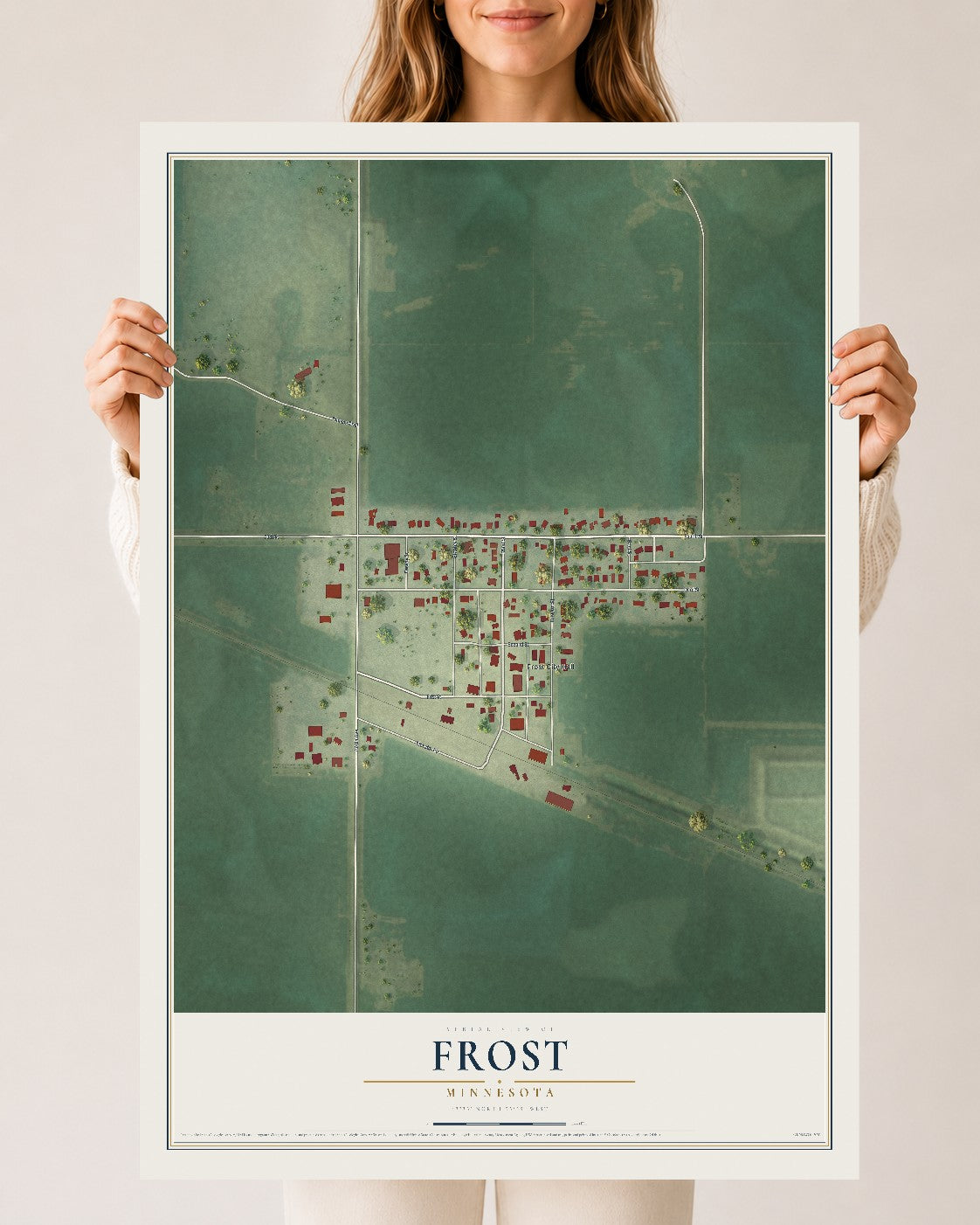 Map of Frost, Minnesota, 24 x 36 inch unframed archival matte print