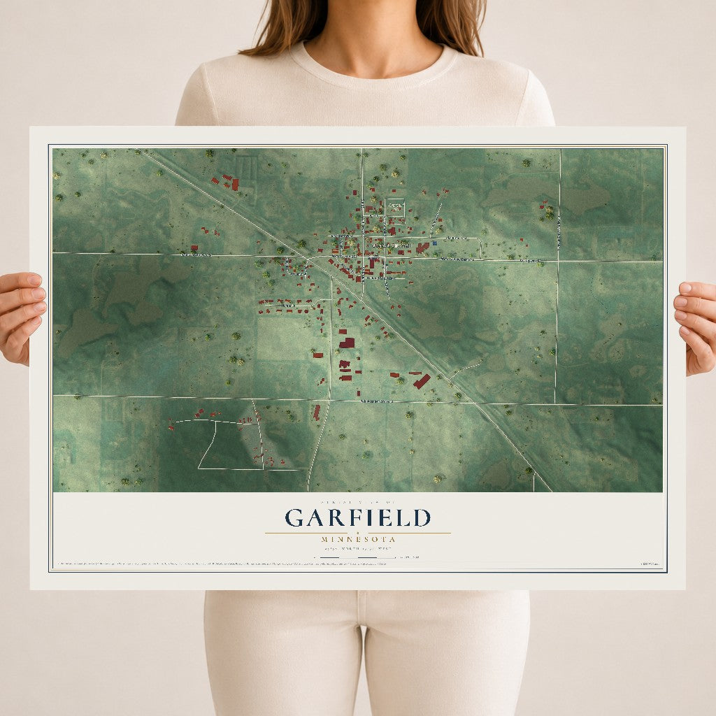 Map of Garfield, Minnesota, 18 x 24 inch unframed archival matte print