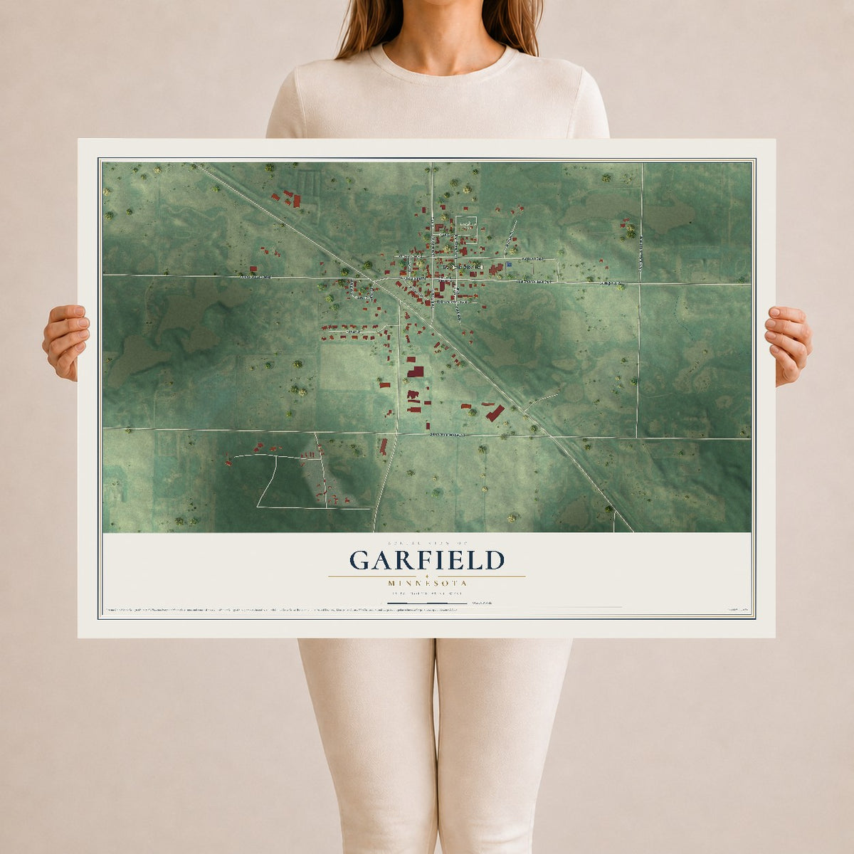 Map of Garfield, Minnesota, 24 x 36 inch unframed archival matte print