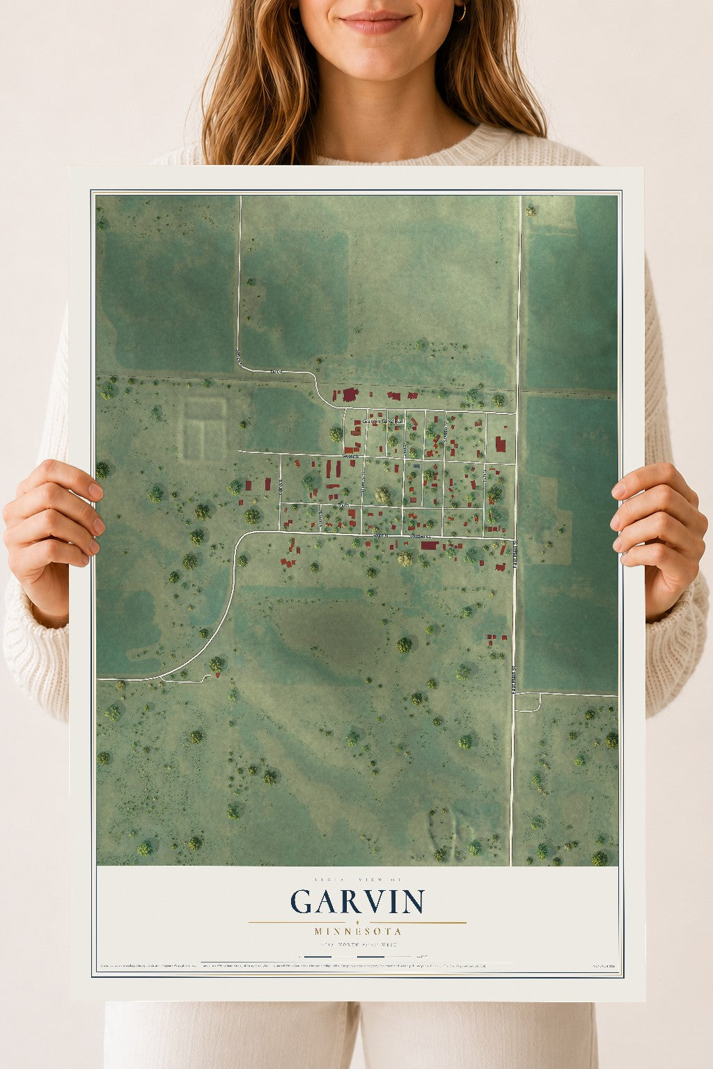 Map of Garvin, Minnesota, 18 x 24 inch unframed archival matte print