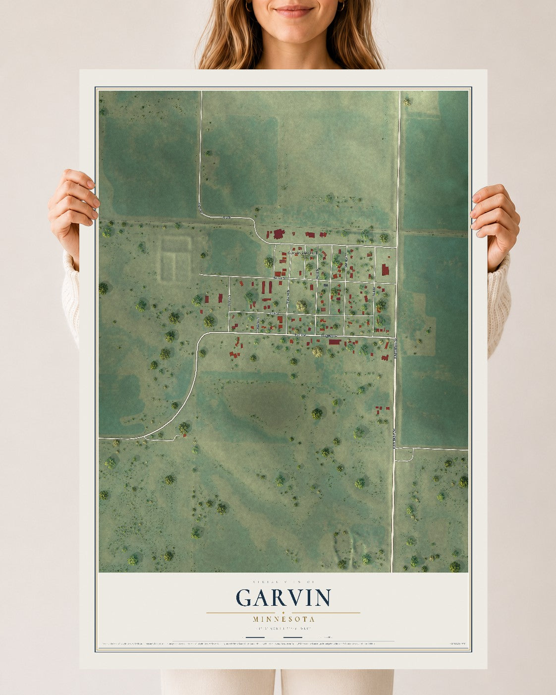 Map of Garvin, Minnesota, 24 x 36 inch unframed archival matte print