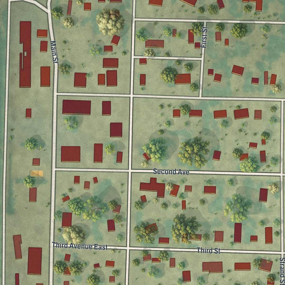 Close-up of the map of Gary, Minnesota print showing street and building detail