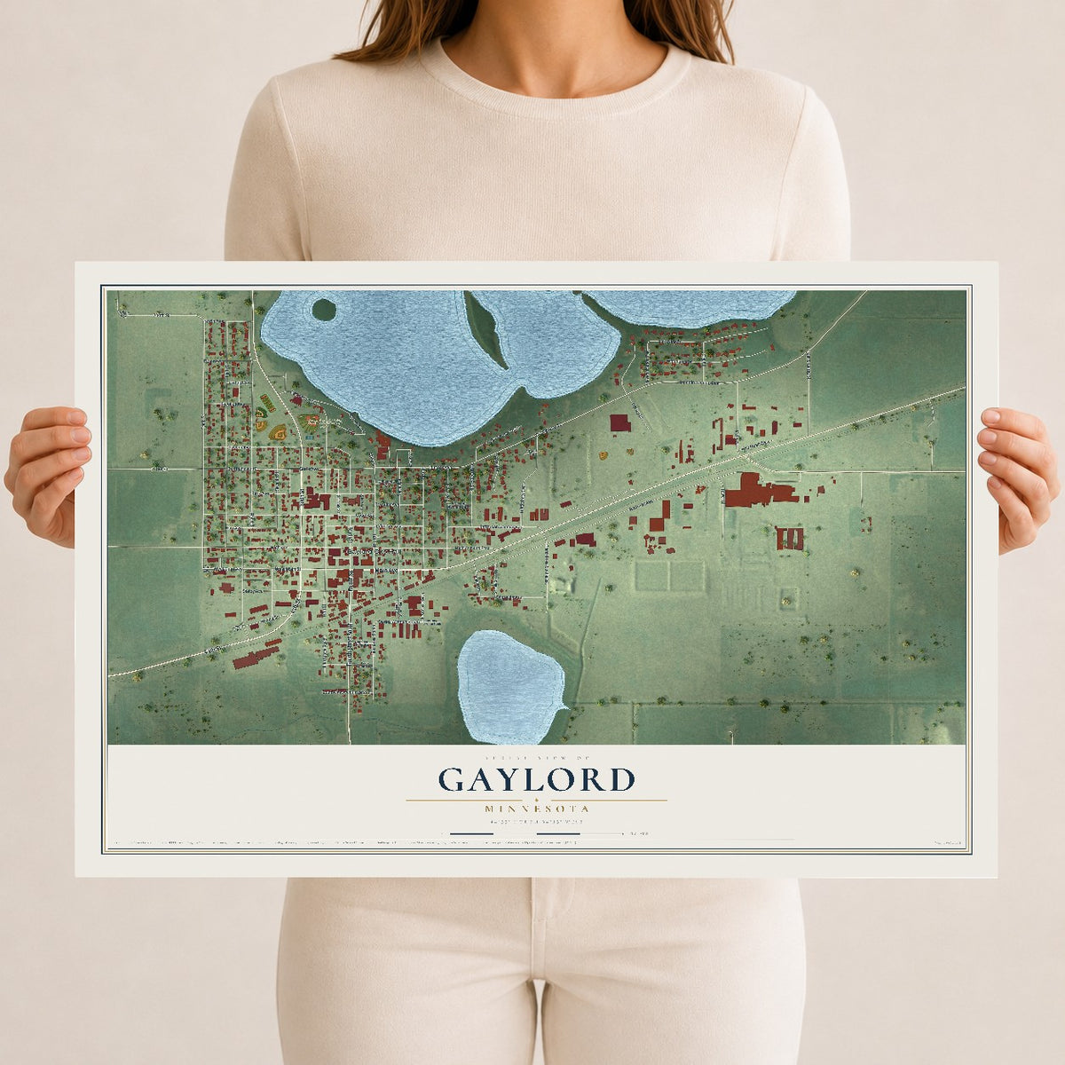 Map of Gaylord, Minnesota, 12 x 18 inch unframed archival matte print
