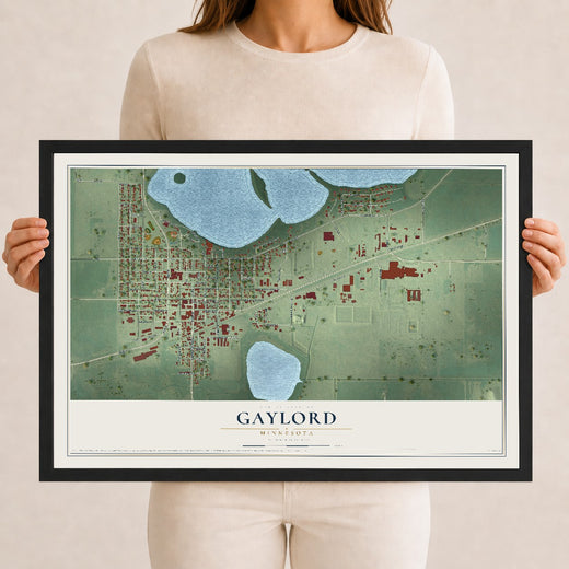 Map of Gaylord, Minnesota, 12 x 18 inch print in a black wood frame