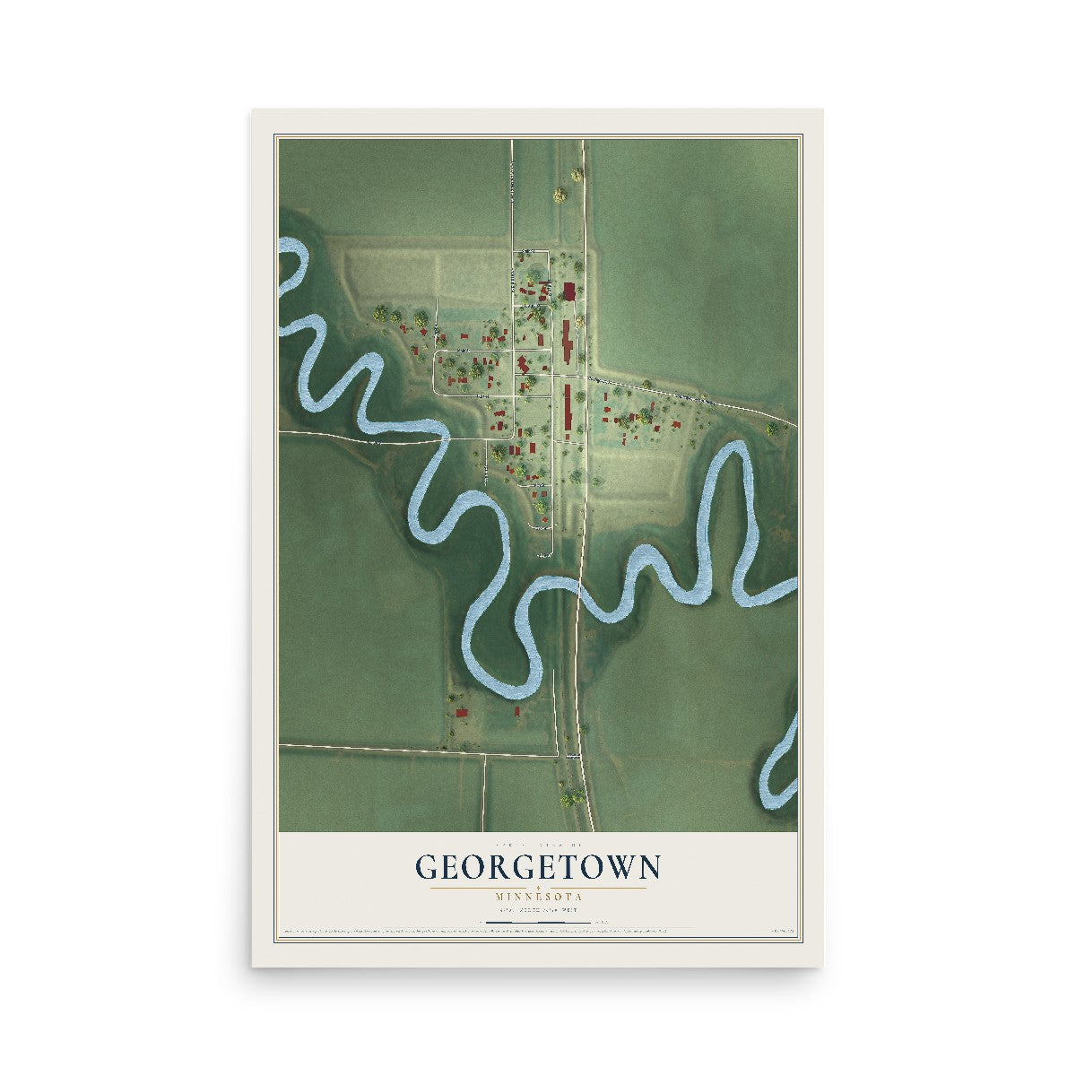 Map of Georgetown, Minnesota, 12 x 18 inch unframed archival matte print