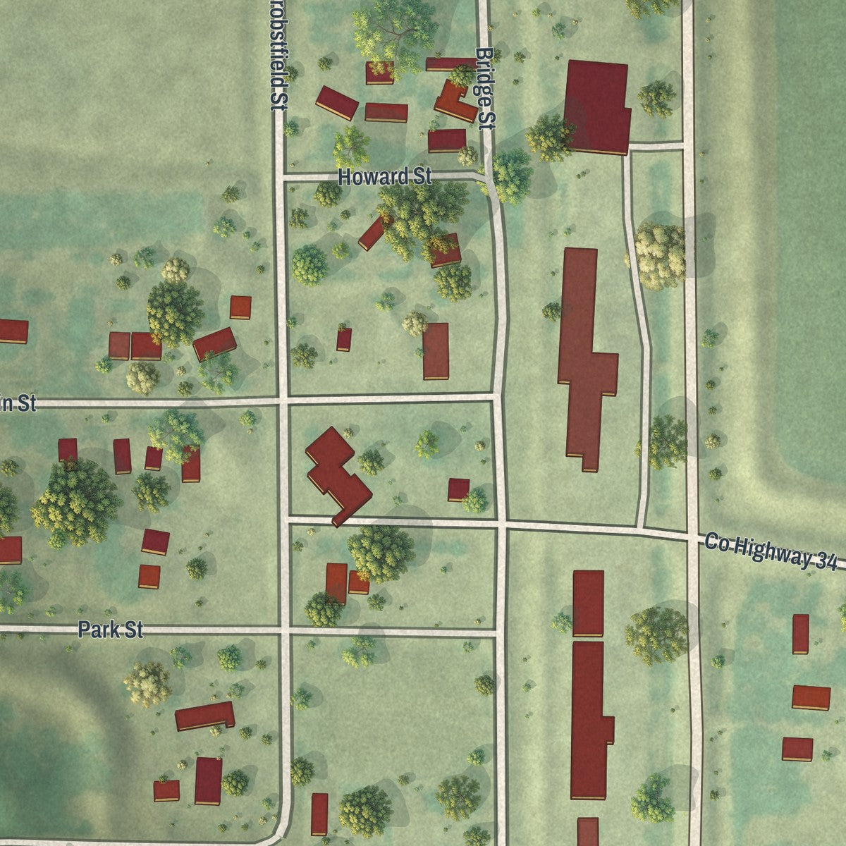 Close-up of the map of Georgetown, Minnesota print showing street and building detail