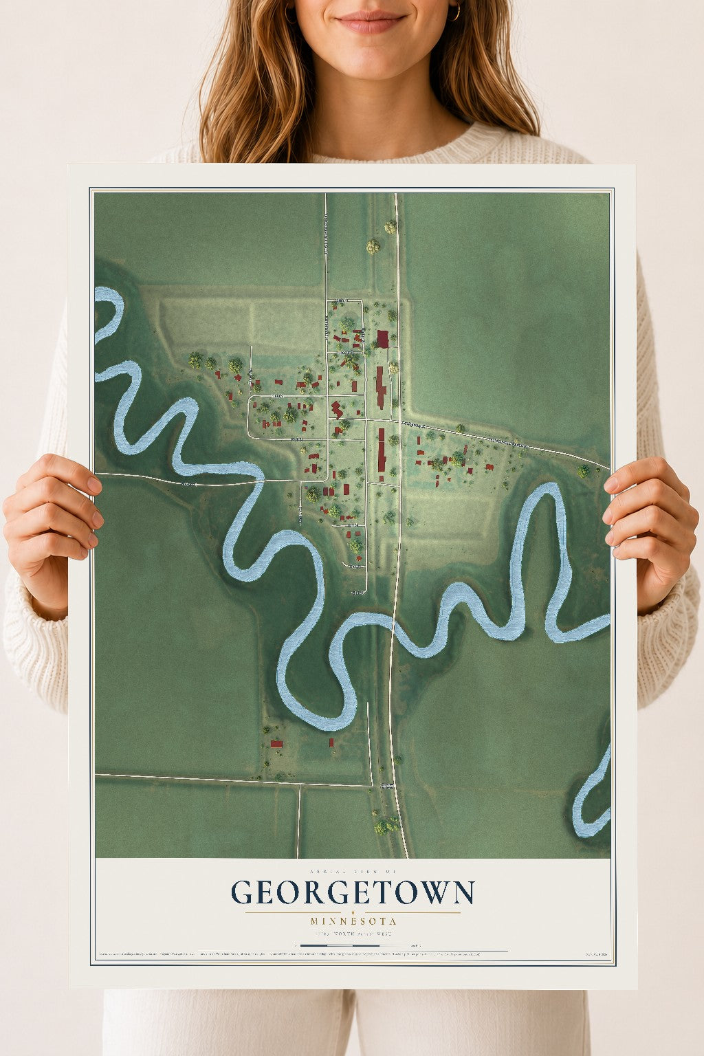 Map of Georgetown, Minnesota, 18 x 24 inch unframed archival matte print