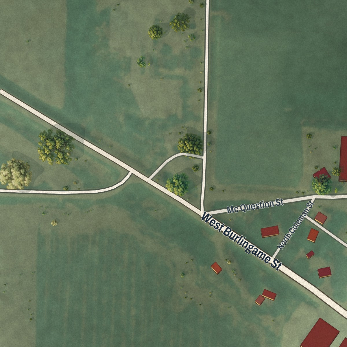 Second close-up of the map of Ghent, Minnesota print showing more streets and buildings