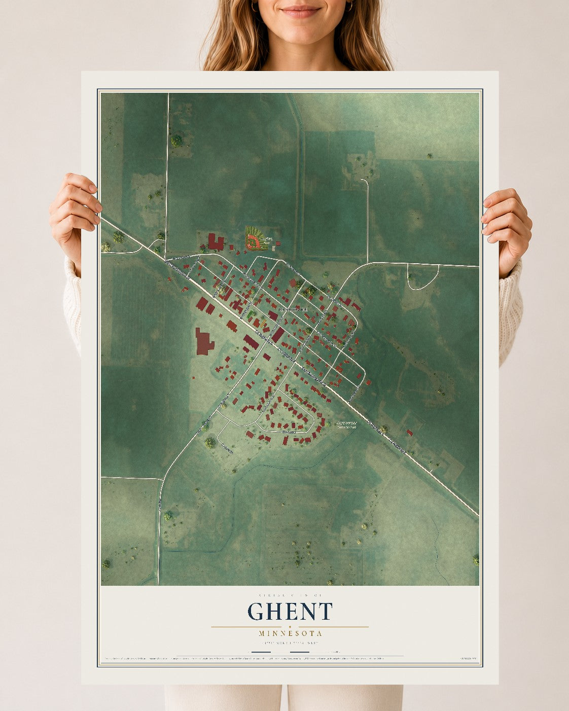 Map of Ghent, Minnesota, 24 x 36 inch unframed archival matte print