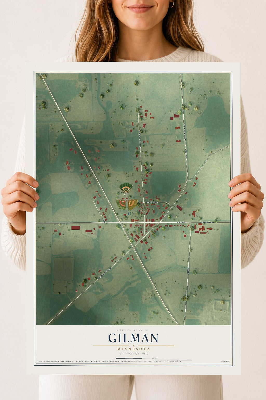 Map of Gilman, Minnesota, 18 x 24 inch unframed archival matte print