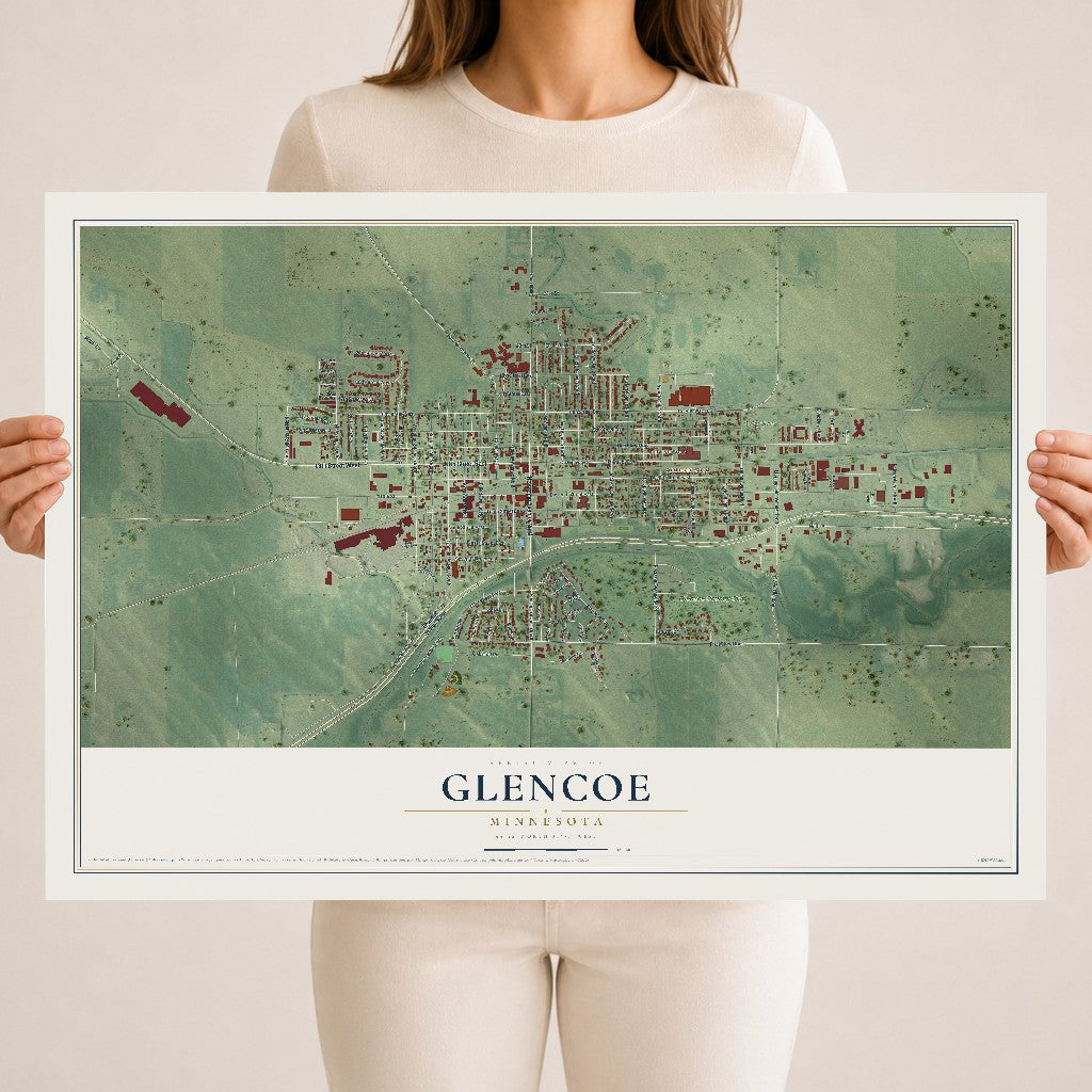 Map of Glencoe, Minnesota, 18 x 24 inch unframed archival matte print