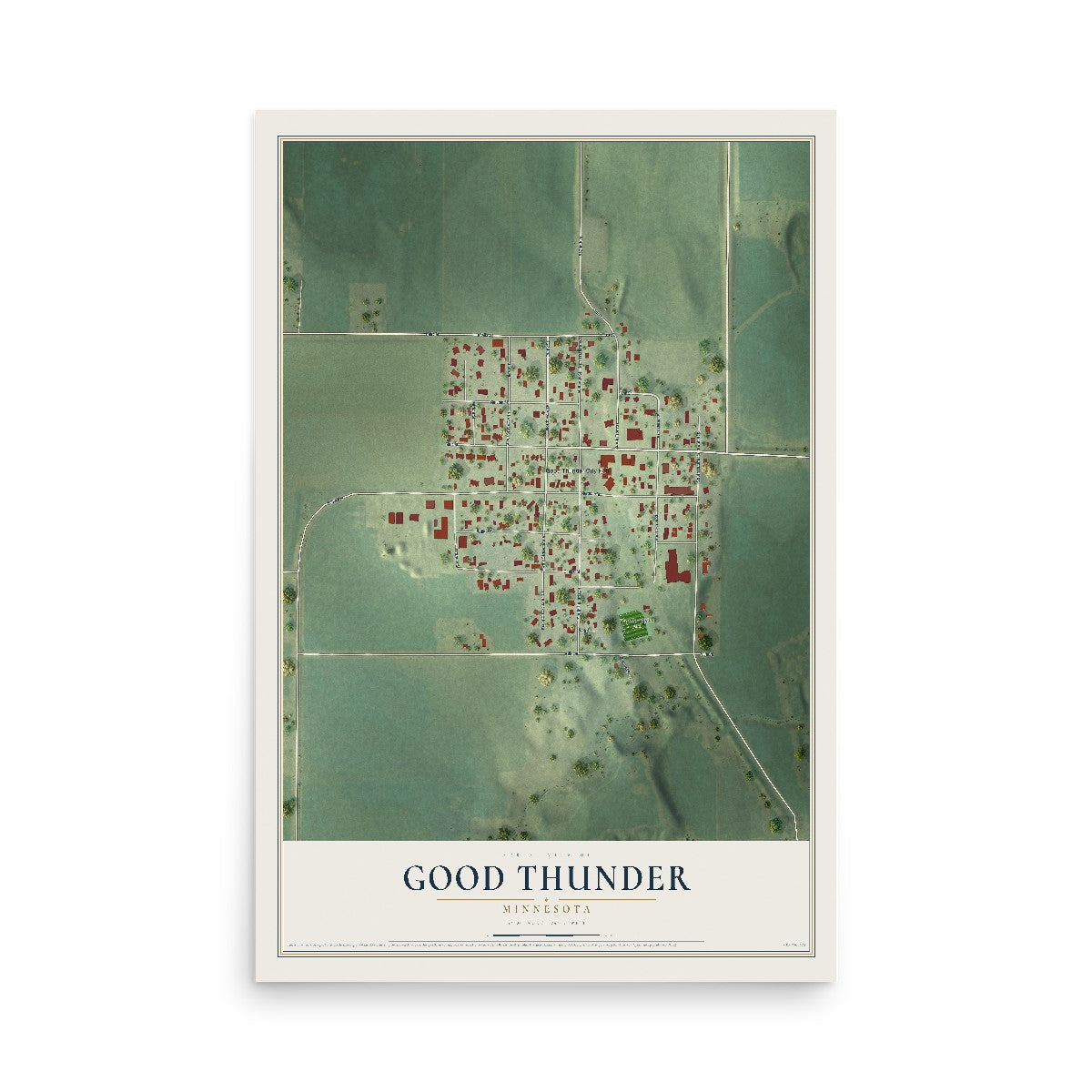 Map of Good Thunder, Minnesota, 12 x 18 inch unframed archival matte print