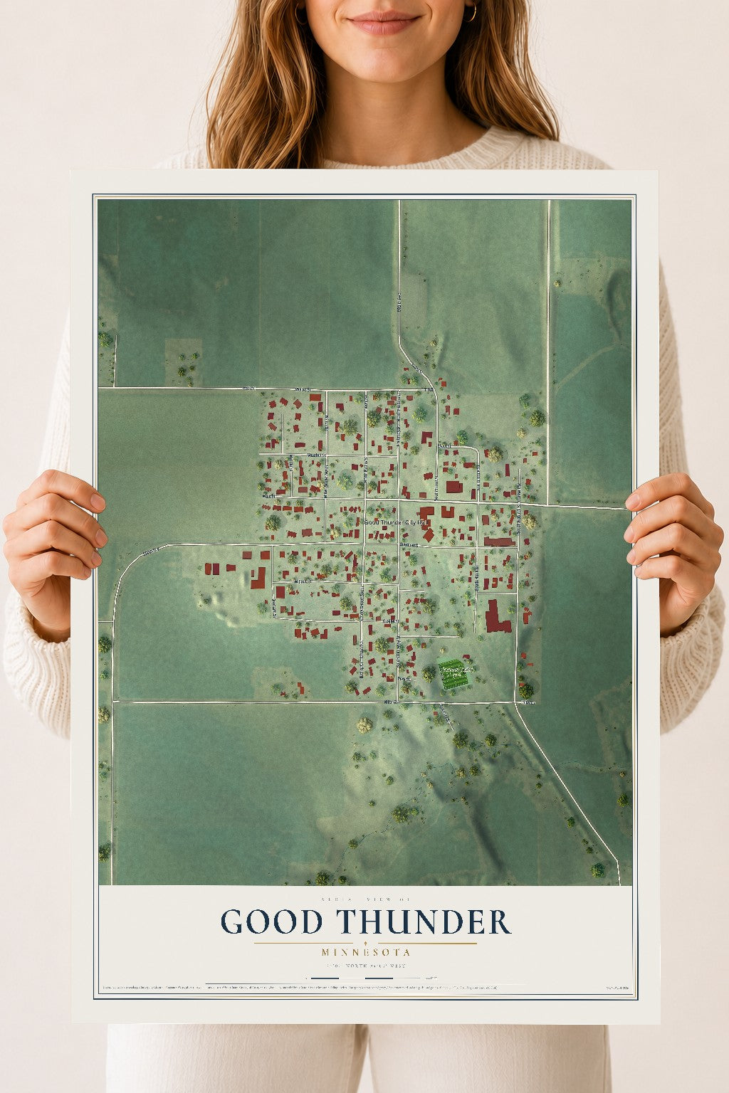 Map of Good Thunder, Minnesota, 18 x 24 inch unframed archival matte print