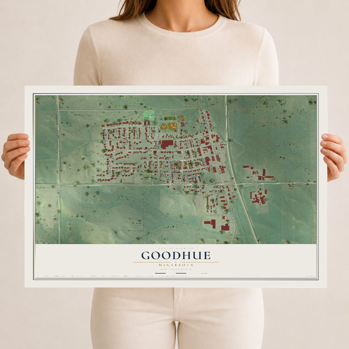 Map of Goodhue, Minnesota, 12 x 18 inch unframed archival matte print