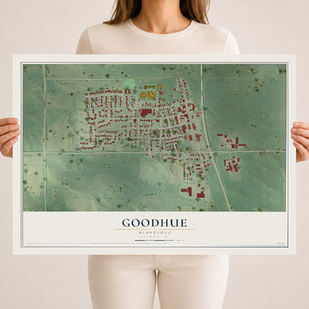 Map of Goodhue, Minnesota, 18 x 24 inch unframed archival matte print