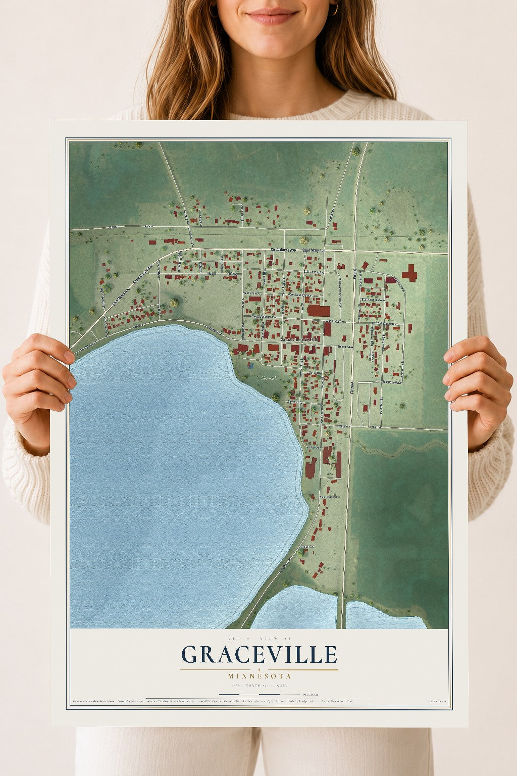 Map of Graceville, Minnesota, 18 x 24 inch unframed archival matte print