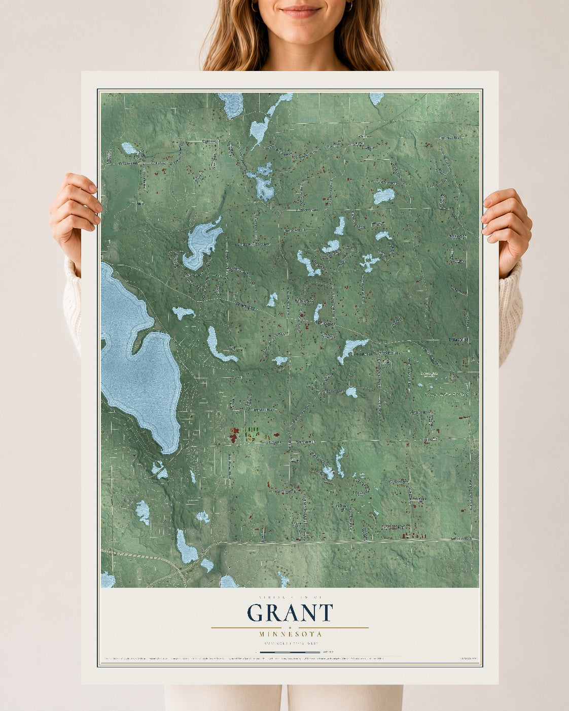 Map of Grant, Minnesota, 24 x 36 inch unframed archival matte print