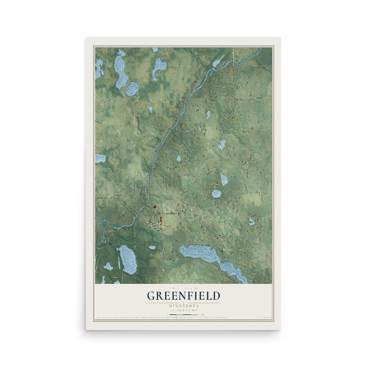 Map of Greenfield, Minnesota, 12 x 18 inch unframed archival matte print