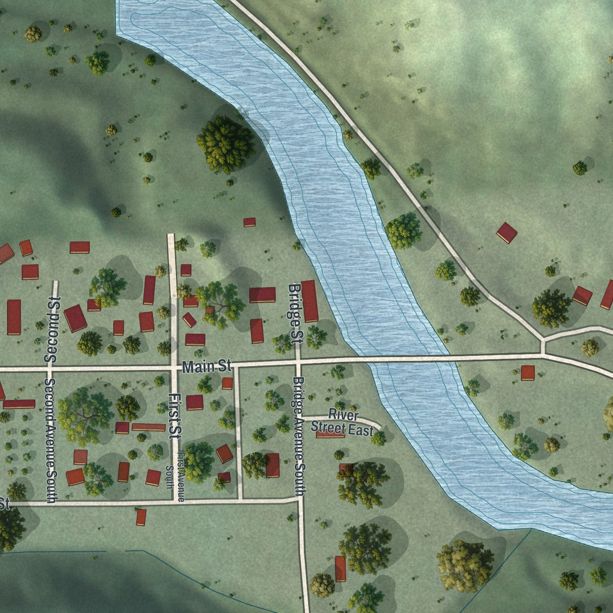 Close-up of the map of Hammond, Minnesota print showing street and building detail