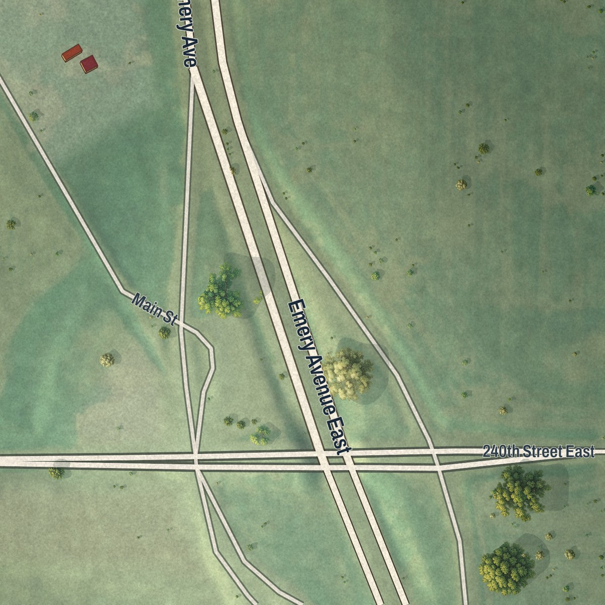 Second close-up of the map of Hampton, Minnesota print showing more streets and buildings