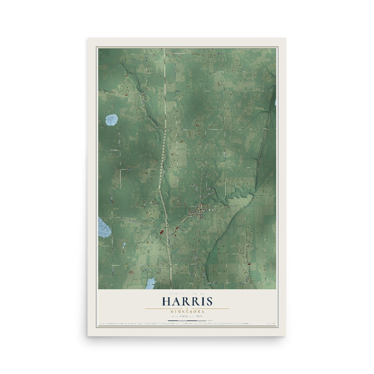 Map of Harris, Minnesota, 12 x 18 inch unframed archival matte print