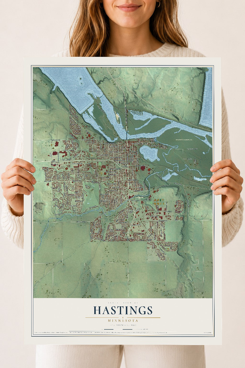 Map of Hastings, Minnesota, 18 x 24 inch unframed archival matte print